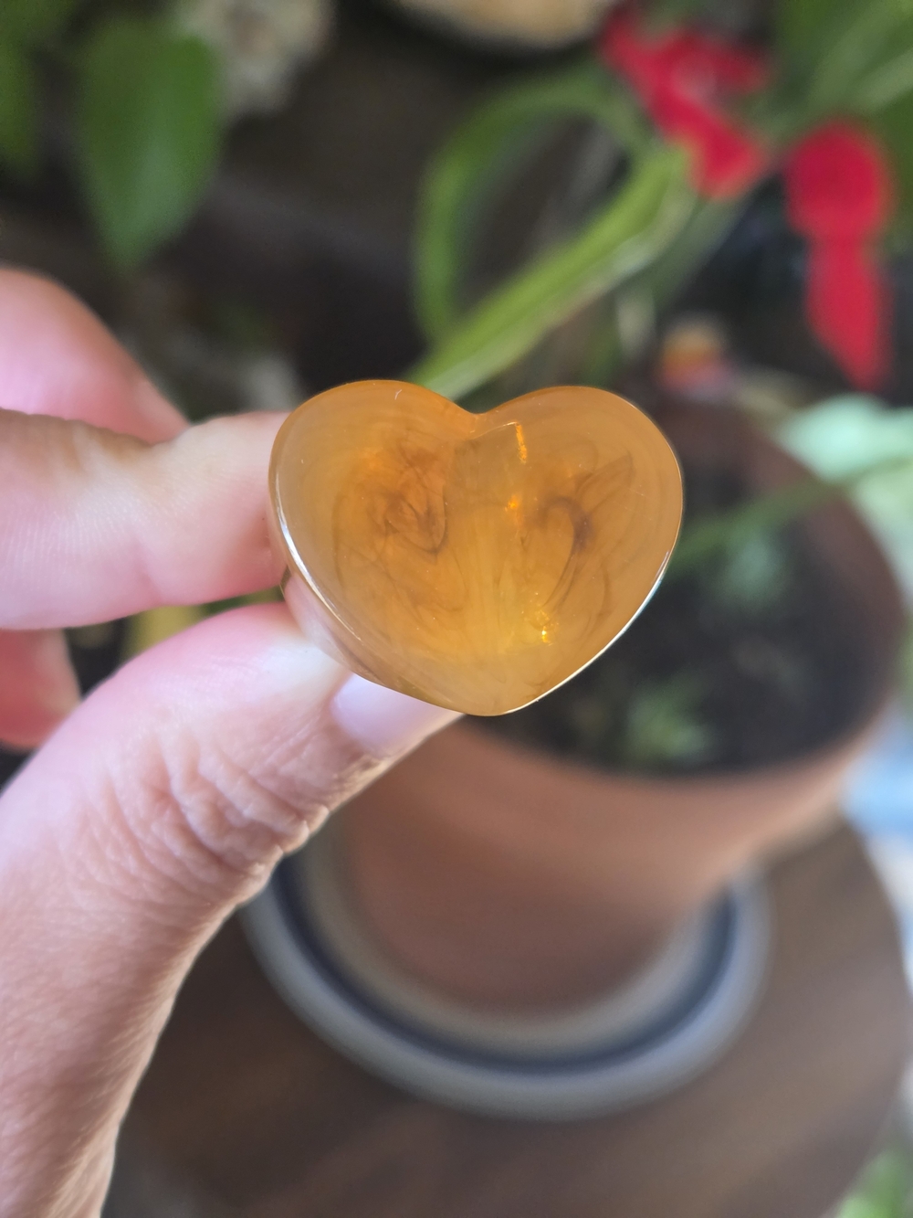 Heart-Shaped Amber-Tone Ring